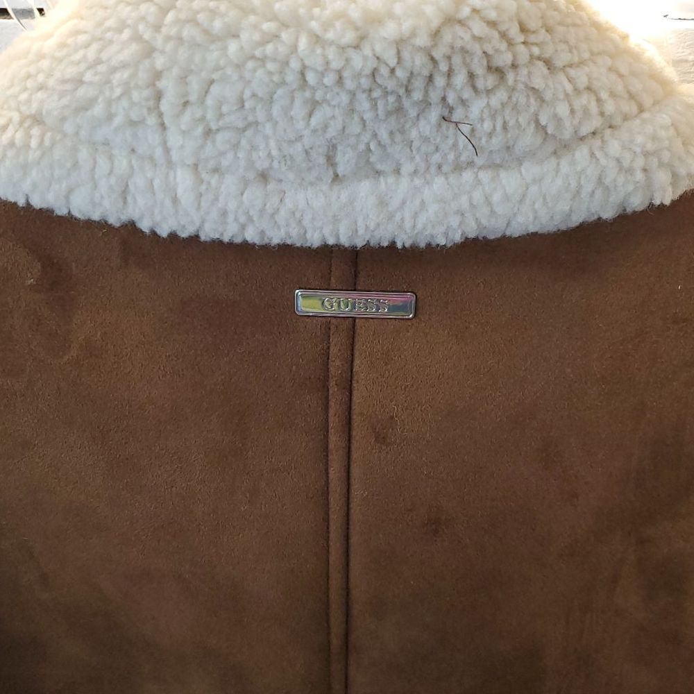 GUESS MENS FAUX-SHEARLING COGNAC OVERCOAT SIZE M NWOT-NEW WITHOUT TAGS - Picture 3 of 14